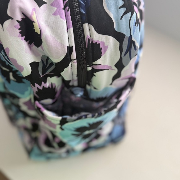 Vera Bradley Utility Travel Bag in Plum Pansies Cotton Weekender Carry On Tote - Picture 8 of 14